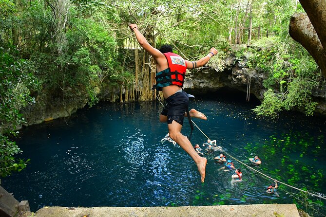 ATV Zipline Cenote Adventure from Playa del Carmen - Ziplining with bridges: the 5-line circuit and the water moment