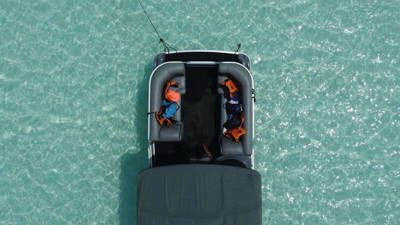 Bacalar: 3-hr Pontoon Boat Tour with Beach Club + Kayaks - The pontoon boat setup: shade, safety gear, and easy boarding