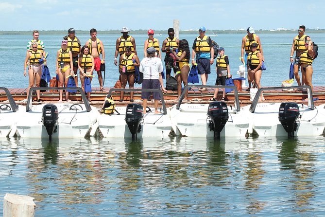 Cancun speedboat and snorkel tour: shared speedboat - Price, the $20 cash-only dock fee, and optional add-ons