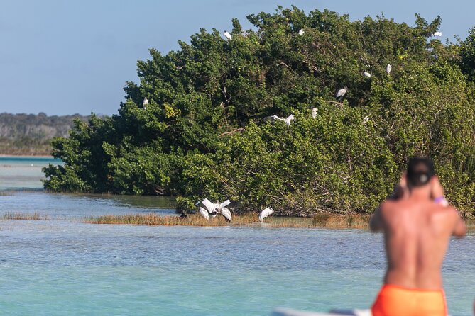 Catamaran Adventure: Sailing and Swimming in the Bacalar Lagoon - Stop 1 Lake Bacalar: chasing the color and the photo angles
