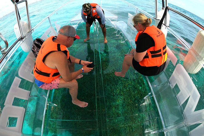 Clearboat: Glass-bottom boat ride to the Caribean Sea - The El Meco Mayan reef goal: how to maximize your underfoot sightings