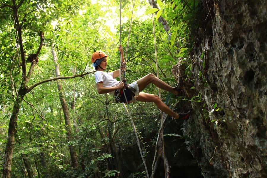 From Cancun: ATV, Cenote, and Rappelling Jungle Experience - Cenote Cave Swim: Stalactites, Tunnels, Lockers, and Underwater Light