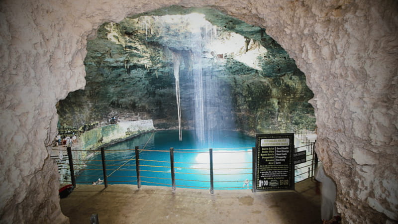 FROM VALLADOLID RIO LAGARTOS + LAS COLORADAS + CENOTE (COLECTIVO TOURISTIC) - Cenote Hubiku swim time, buffet lunch, and a semi-open feel