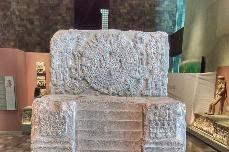 National Museum of Anthropology: a journey into Mexico's past - English lang. - Starting at the museum entrance near the Mexican flag