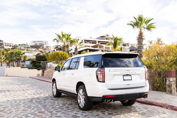 Private SUV Round-Trip from Airport to Cabo San Lucas Pacific - Umbrella #5 Pickup at SJD, With Clear Arrival Instructions